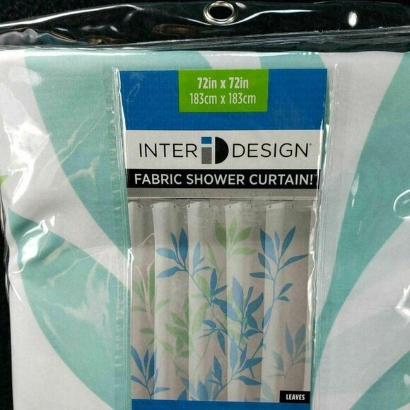 InterDesign Leaves Fabric Shower Curtain Light Green Nature Size 72 x 72 New - Picture 2 of 8